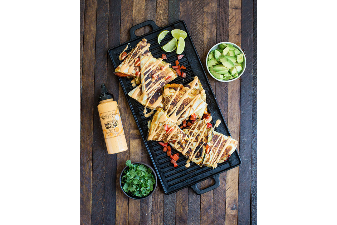 Buffalo Ranch Chicken and Vegetable Quesadilla with Terrapin Ridge Farms Buffalo Ranch Buffalo Ranch Chicken and Vegetable Quesadilla with Terrapin Ridge Farms Buffalo Ranch